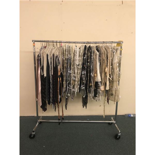Rack full of accessories - included earrings/fantasy jewelry/ties (approx. 80 hangers) RACK IS INCLU