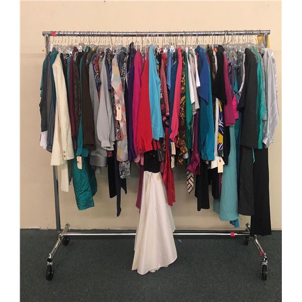 Rack full of misc. clothes - included shirts/vests/dresses (approx. 100 pcs) RACK IS INCLUDED