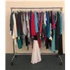 Image 1 : Rack full of misc. clothes - included shirts/vests/dresses (approx. 100 pcs) RACK IS INCLUDED