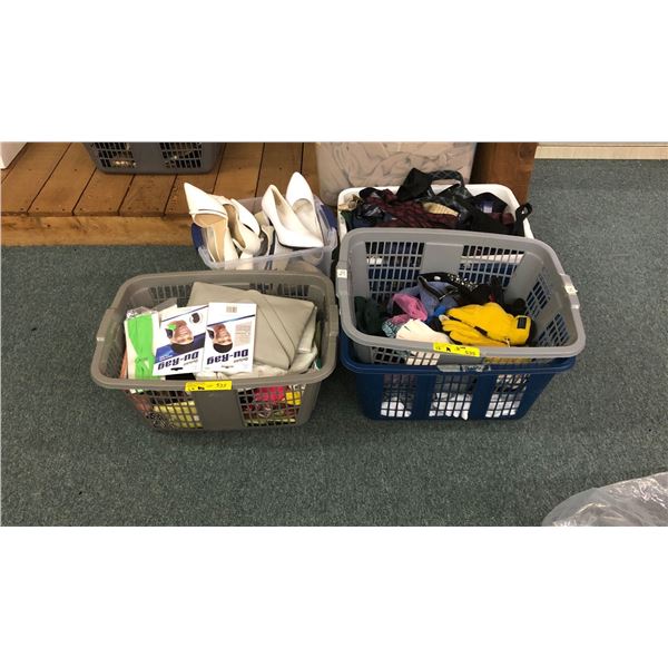 6 boxes full of misc. accessories - included heels/ties/gloves (approx. 100 pcs)