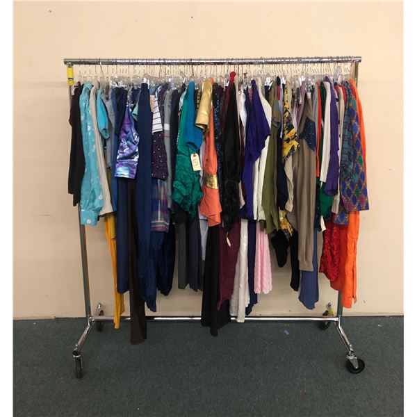 Rack full of misc. set dec clothes - included shirts/sweaters/pants (approx. 100 pcs) RACK IS INCLUD