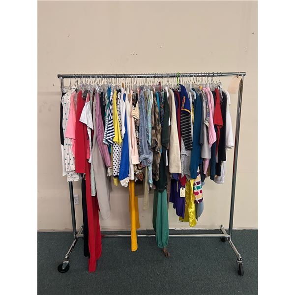 Rack full of misc. set dec clothes - included shirts/dresses/pants (approx. 80 pcs) RACK IS INCLUDED