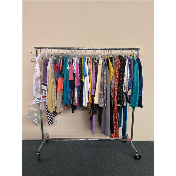 Rack full of misc. set dec clothes - included shirts/pants (approx. 80 pcs) RACK IS INCLUDED