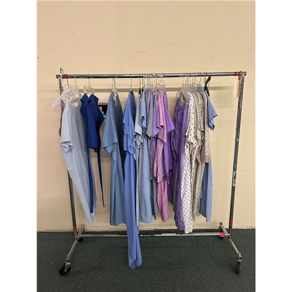 Rack full of misc. set dec medical clothes - (approx. 30 pcs) RACK IS INCLUDED