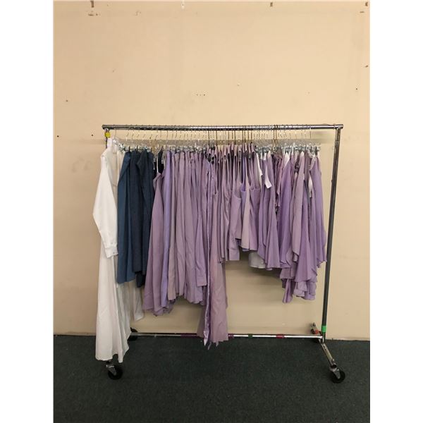 Rack full of misc. set dec clothes - included skirts/vests/costumes (approx. 60 pcs) RACK IS INCLUDE