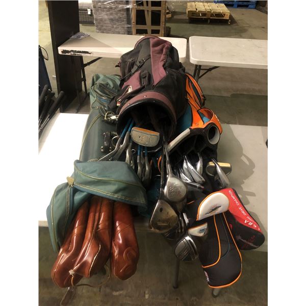 Group of 3 golf clubs & bags