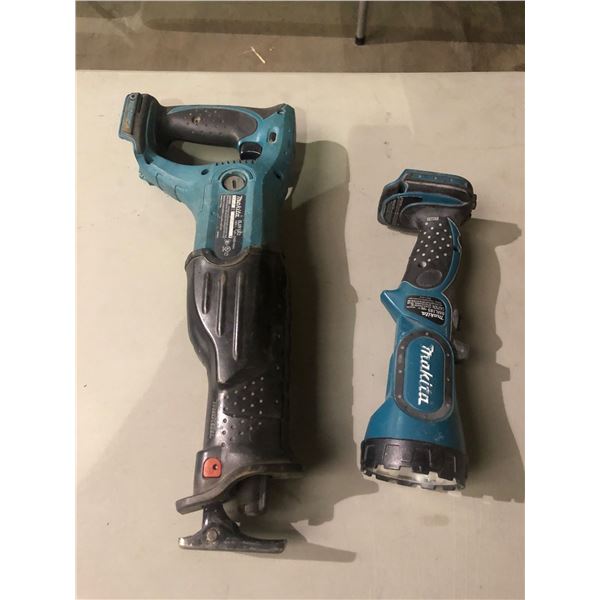 Group of 2 tools including - Makita flashlight & Makita reciprocating saw