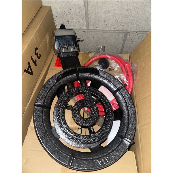 New single burner portable gas stove w/ hose (new in box)