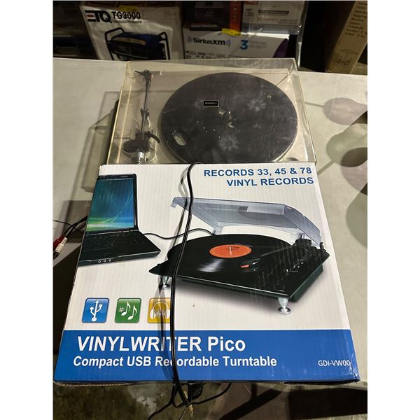 Group of 2 record players including - Fisher MT-100(C) & Vinyl writer pico compact usb recordable tu