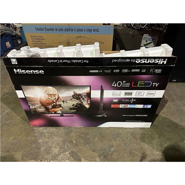 New open box Hisense 40in class LED smart tv (taken out of box to test - working basically brand new