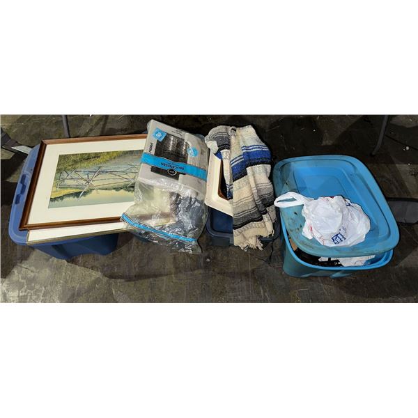 Group of misc items including - picture frames, blanket, clothing, etc...