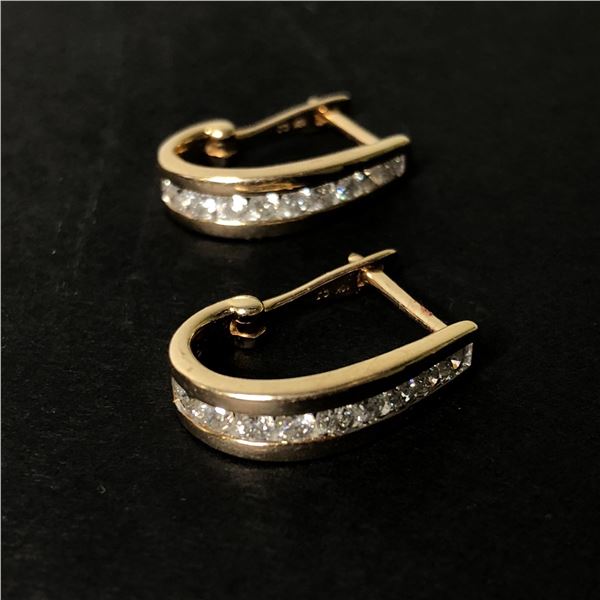 10Kt Yellow Gold Earrings (4.1 grams) w/0.60-carat diamonds (60 points/Natural Earth Mined Diamond)