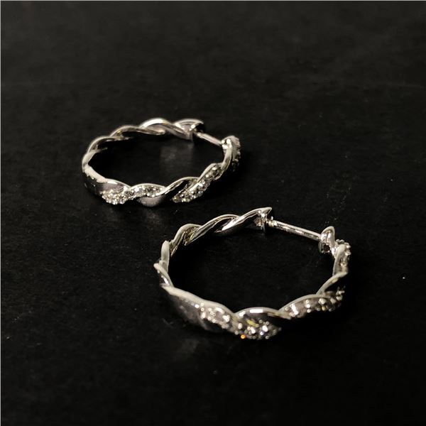 10Kt White Gold Earrings (3.1 grams) w/0.40-carat diamonds (40 points/Natural Earth Mined Diamond) -