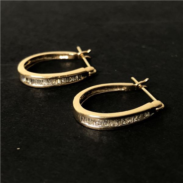 10Kt Yellow Gold Earrings (2.2 grams) w/0.40-carat diamonds (40 points/Natural Earth Mined Diamond)