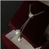 Image 3 : 18Kt White Gold (3.1 grams) w/pearl & 0.10-carat diamond pendent