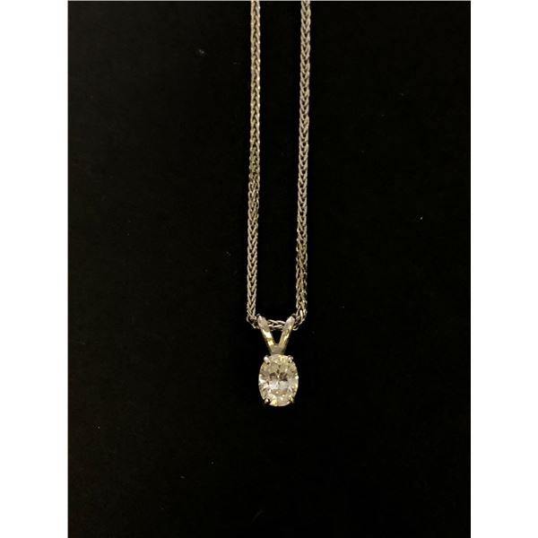 14Kt White Gold (3.1 grams) w/0.60-carat oval diamond pendent (60 points/Natural Earth Mined Diamond