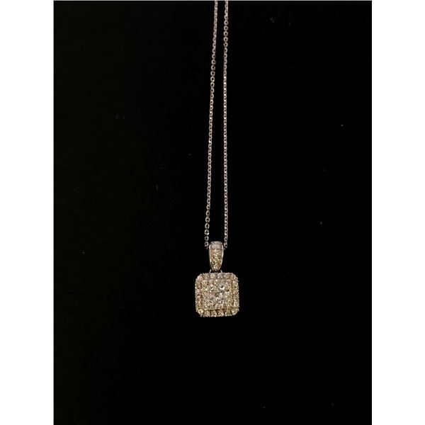 14Kt White Gold (3.1 grams) w/0.85-carat diamond pendent (85 points/Natural Earth Mined Diamond) - R
