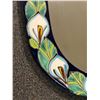 Image 2 : Handmade painted ceramic oval mirror - approx. 21" high
