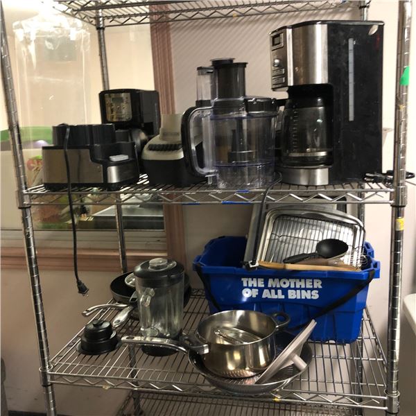 Group of kitchen small appliances - includes Sunbean coffee maker/Cuisinart coffee maker/bakeware/co