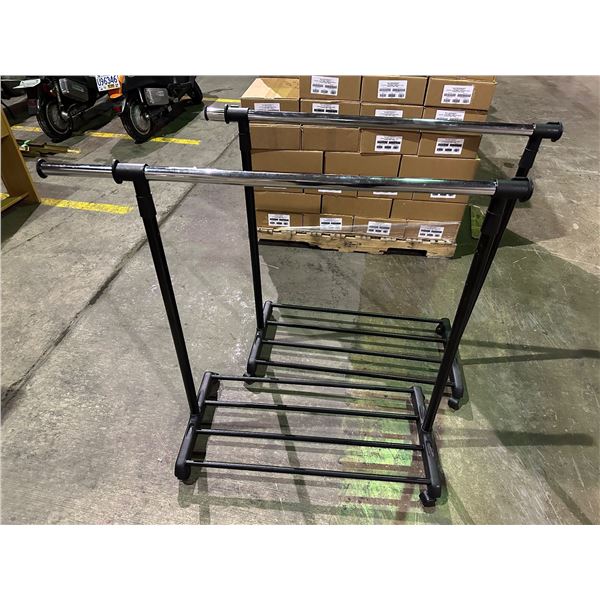 Group of 2 adjustable clothing racks w/extension