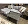 Image 1 : Outdoor patio sofa w/glass wicker table top approx. 90in L 60in D 28in H