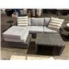 Image 2 : Outdoor patio sofa w/glass wicker table top approx. 90in L 60in D 28in H