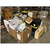 Image 2 : Large lot of movie prop supplies including - boxes of glass prop alcohol, big bottles, dryer, chairs