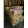 Image 1 : 2 pallets of misc items including -  plastic cup holders, paper bags, beer mugs, misc home supplies,