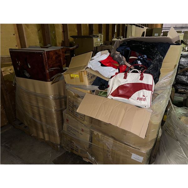 2 pallets of misc items including - Asian furniture (chair, side table, coffee table, decor pieces,