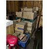 Image 4 : 2 pallets of misc items including - plastic straws, brand new ice block shaving machine, bowls, pape