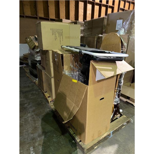 4 pallets of misc items including - hangers, mannequin, step ladder, boxes of motor vehicle seat - p
