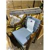 Image 2 : Group of misc items including - 3 chairs, brooms, various cutters, dustpan, brooks bag full of umbre