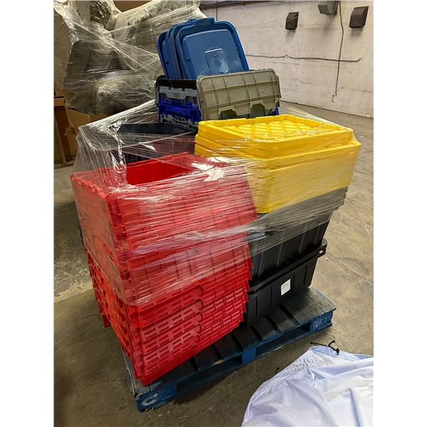Large pallet of tote boxes & plastic bins approx. 50 pcs