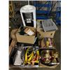 Image 2 : Pallet of misc items including - decor items, ratchet tie downs, water cooler, 6 bottles of bleach, 