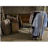 Image 1 : Group of misc items including - ottoman, rack of clothing, pallet of hand sanitizers, etc...