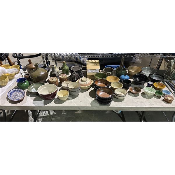 Table of misc items including - various side bowls, plate, vases, etc...