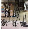 Image 1 : Table of misc items including - cello & bass stand, keyboard stand & speaker stands
