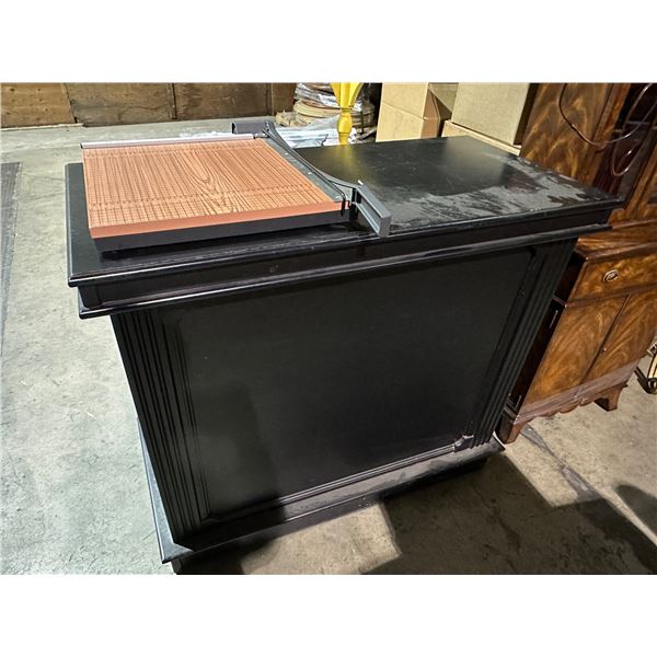 Group of misc paper cutter & multi shelf storage cubby