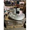 Image 1 : Pallet of misc items including - large round mirror, crates, 3M light, etc...