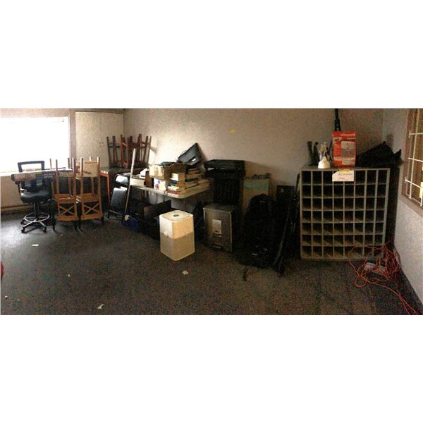 Large group of assorted items - includes Blueair Blue Pure 211+ air purifier / counter height table 