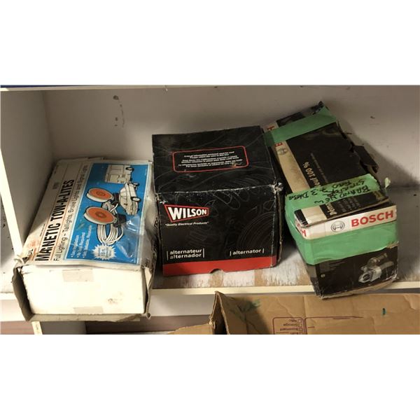 Group of assorted car related items - includes Bosch starter motor / Wilson alternator & magnetic To
