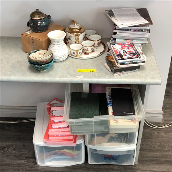 Large group of misc - includes Chinese tea set / pottery / magazines etc