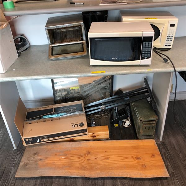Large group of misc - includes vacuum cleaner / coffee maker / toaster / LG monitor etc