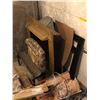 Image 4 : Group of fireplace accessories - includes brass log holder/fireplace tools set/fireplace mantel/etc.