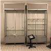 Image 1 : Group of 3 storage furnitures - includes 2 metal shelves (approx. 4ft x 18" x 97") /1 wooden book ca