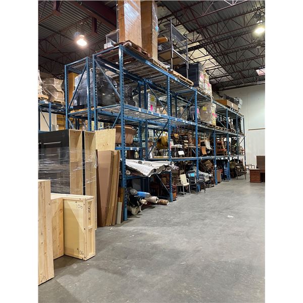 Warehouse pallet racking - 7 vertical uprights(15' x 3') & 35 horizontal beams (8')