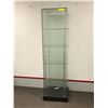 Image 1 : 6ft glass display case w/ 4 fixed height shelves - approx. 18 1/2" x 18 1/2" x 6ft (retail price $59