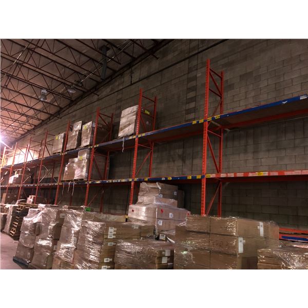 warehouse pallet racking - 14 vertical upright beams (approx 19ft) & 34 horizontal beams (32")