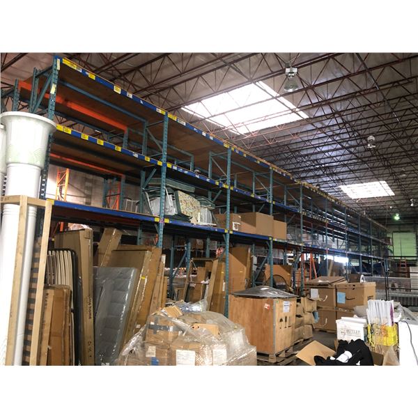 warehouse pallet racking - 12 vertical upright beams (approx 18ft) & 60 horizontal beams (approx 28"