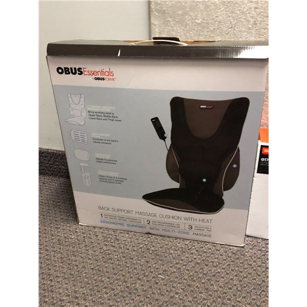 Group of 3 assorted items - includes Obus back massage cushion w/ heat / JBL GT7-86 speaker & Motoma